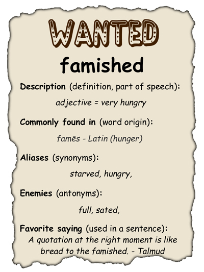 Wanted poster vocabulary sample