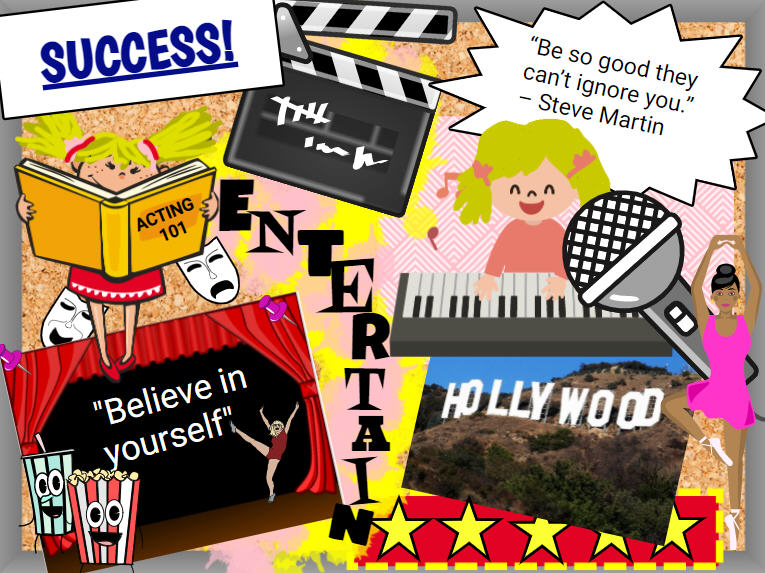 image student's vision board for drama goals