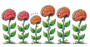 illustration of brains growing like flowers