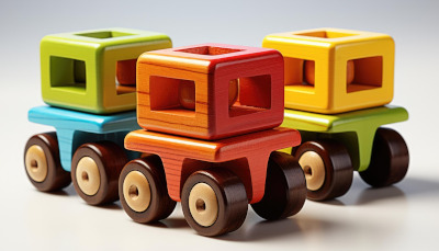 image of differently colored wooden cars