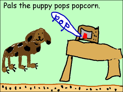 Pals the puppy pops popcorn.