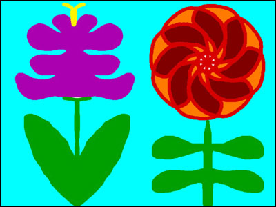 sample of symmetrical flowers drawn by student